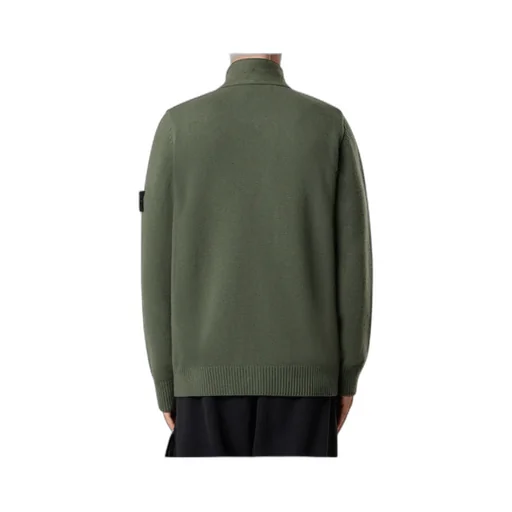 High-Neckline Button Cardigan