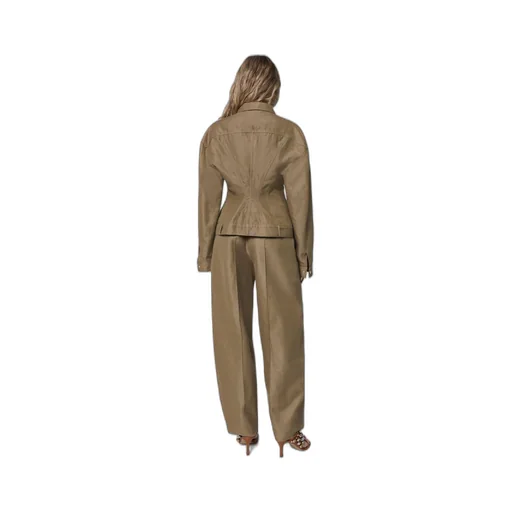 Wide-Leg Pleated Chino Trousers