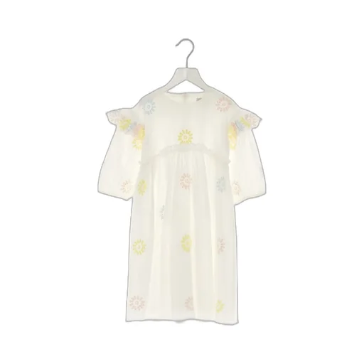 Floral-Embroidered Crewneck Dress