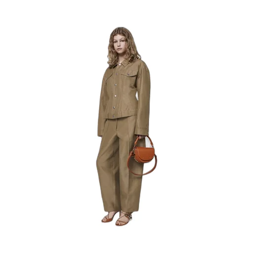 Wide-Leg Pleated Chino Trousers