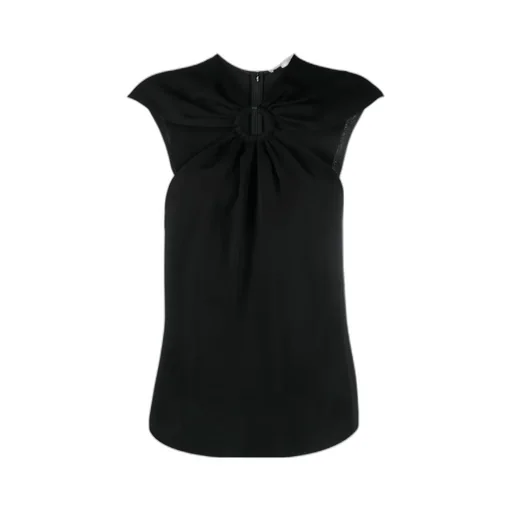 Ring-Hardware Cold-Shoulder Ruched T-Shirt