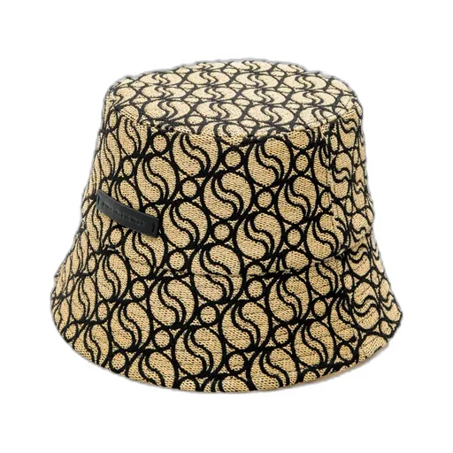 S Wave Woven Straw Logo-Patch Bucket Hat
