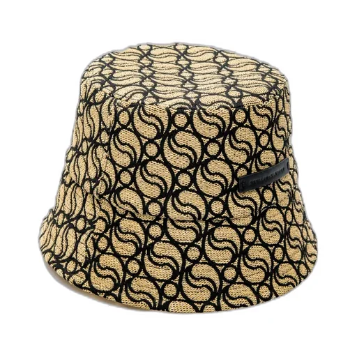 S Wave Woven Straw Logo-Patch Bucket Hat