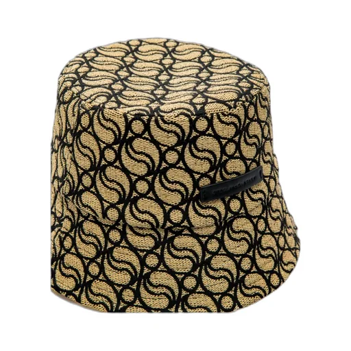 S Wave Woven Straw Logo-Patch Bucket Hat
