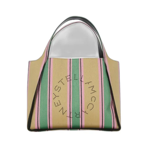 Striped Logo Embellished Tote Bag