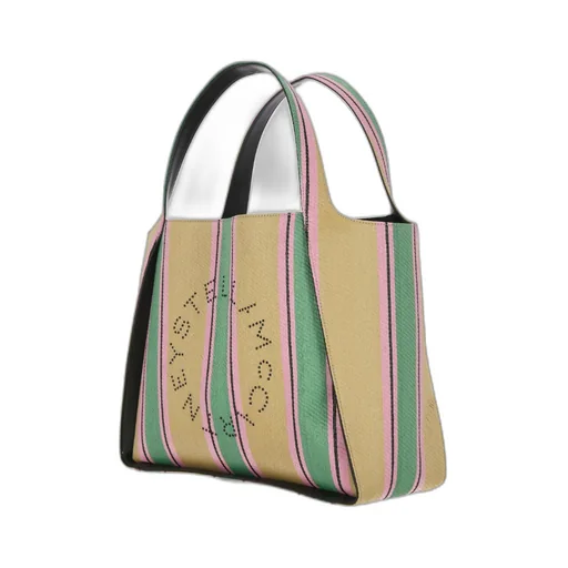Striped Logo Embellished Tote Bag
