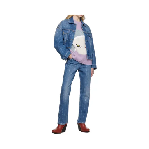 Rhinestone-Embellished Denim Jacket