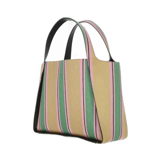 Striped Logo Embellished Tote Bag