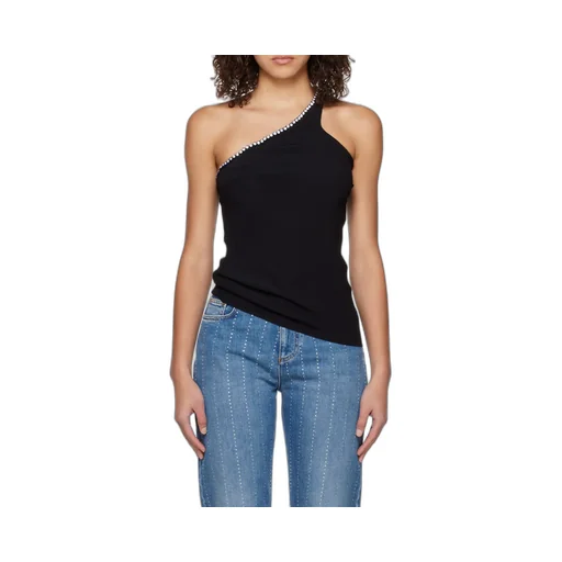 Crystal-Trim One-Shoulder Top