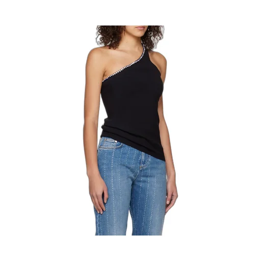 Crystal-Trim One-Shoulder Top