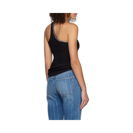 Crystal-Trim One-Shoulder Top