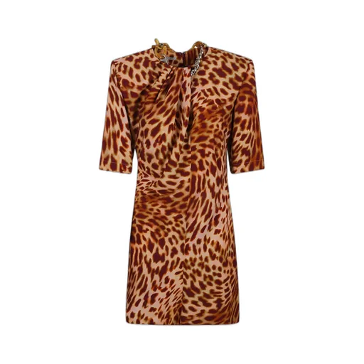 Chain-Embellished Short-Sleeved Mini Dress