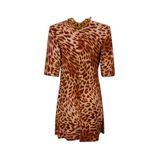 Chain-Embellished Short-Sleeved Mini Dress
