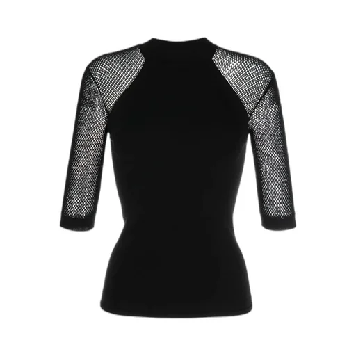 Mesh Stitching Knitted Blouse