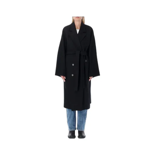 Double-Breasted Belted Mid-Length Coat