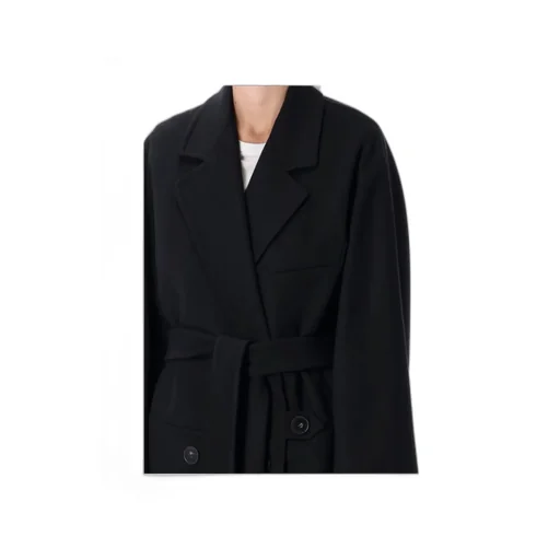 Double-Breasted Belted Mid-Length Coat