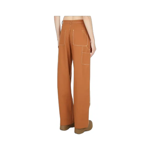 High Waist Buckle Detailed Straight Leg Trousers