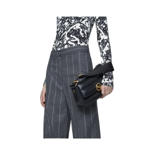 S-Wave Logo Plaque Foldover Shoulder Bag