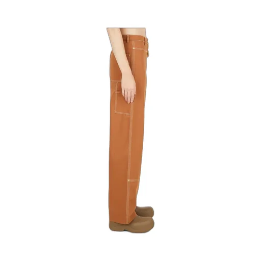 High Waist Buckle Detailed Straight Leg Trousers