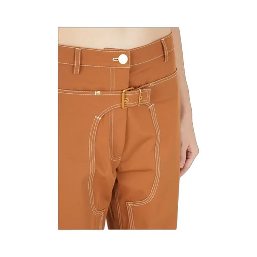 High Waist Buckle Detailed Straight Leg Trousers