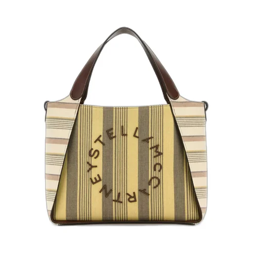 Logo Lettering Striped Tote Bag