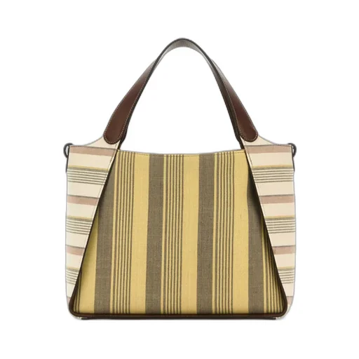 Logo Lettering Striped Tote Bag