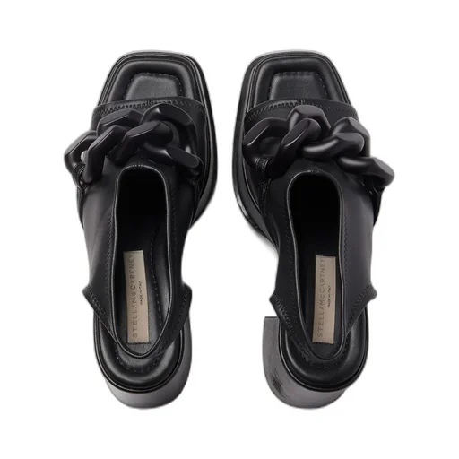 Chain-Linked Slip-On Heeled Sandals
