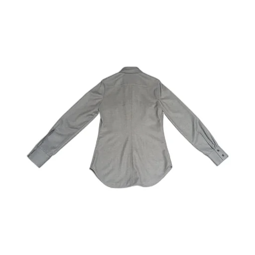 Clasp-Embellished Curved Hem Shirt