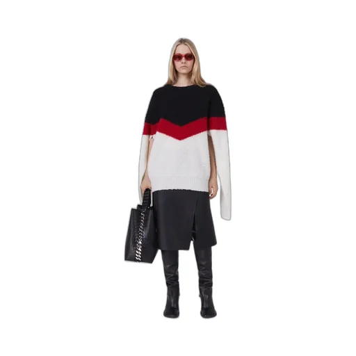 Chevron-Striped Chunky-Knit Crewneck Jumper