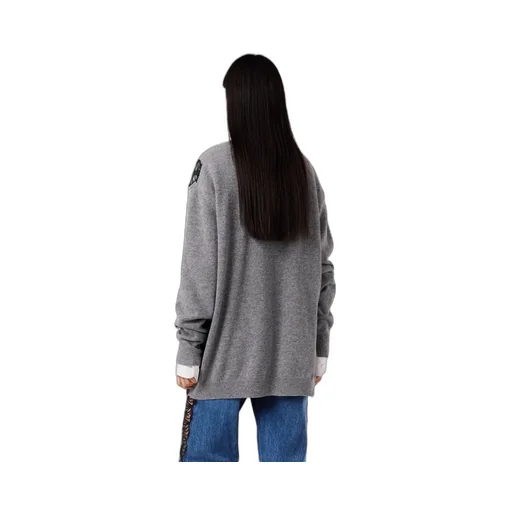 Lace-Detailed Knitted Sweater