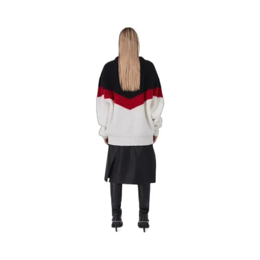 Chevron-Striped Chunky-Knit Crewneck Jumper