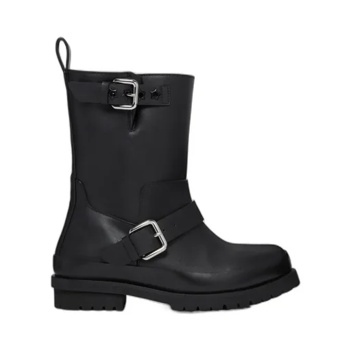 Trace Buckle-Strap Biker Boots