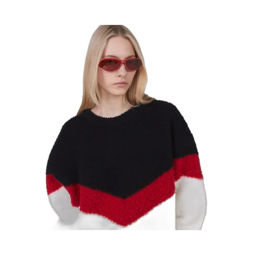 Chevron-Striped Chunky-Knit Crewneck Jumper