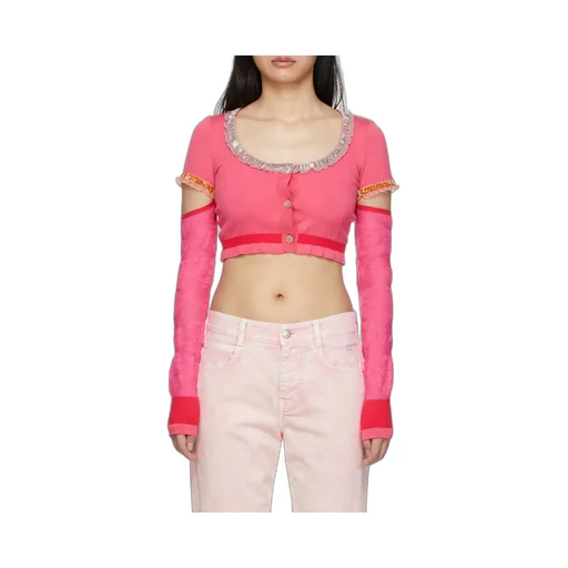 Ruffle-Trim Cropped Cardigan
