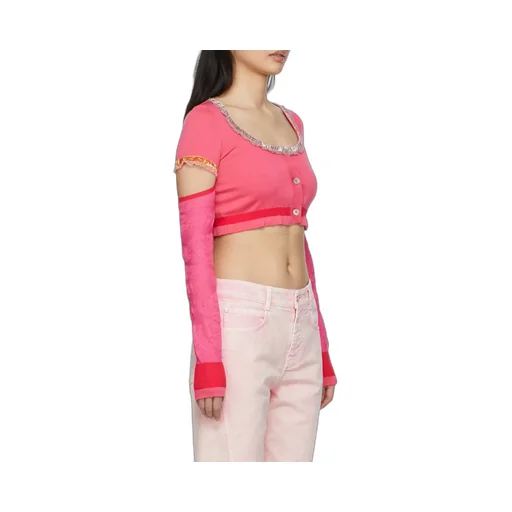 Ruffle-Trim Cropped Cardigan