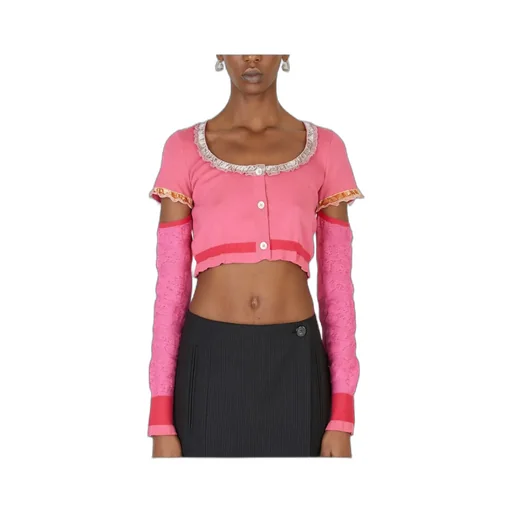 Ruffle-Trim Cropped Cardigan