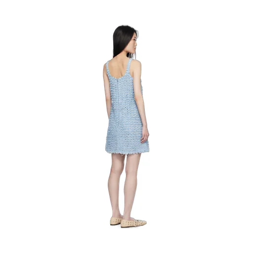 Bouclé Sleeveless Denim Mini Dress