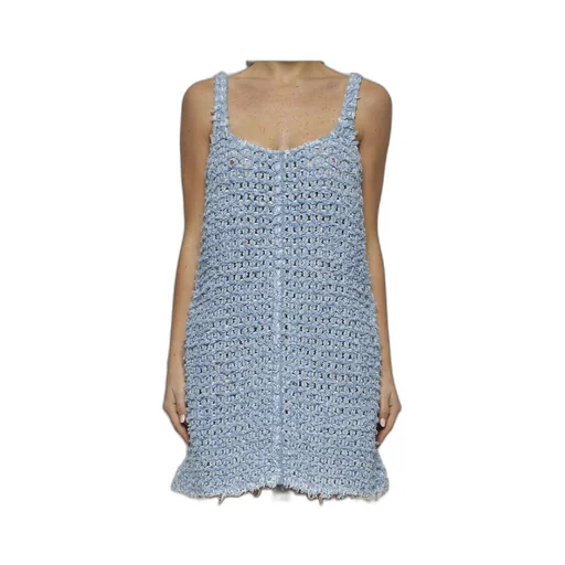 Bouclé Sleeveless Denim Mini Dress