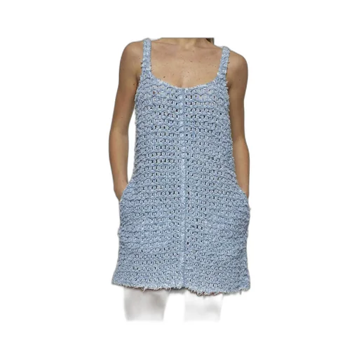 Bouclé Sleeveless Denim Mini Dress