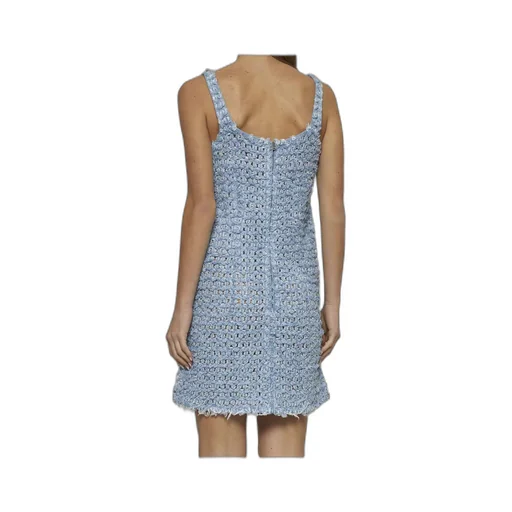 Bouclé Sleeveless Denim Mini Dress