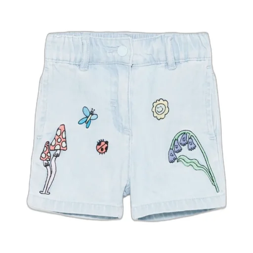 Graphic Embroidered Denim Shorts