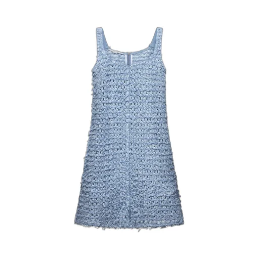 Bouclé Sleeveless Denim Mini Dress