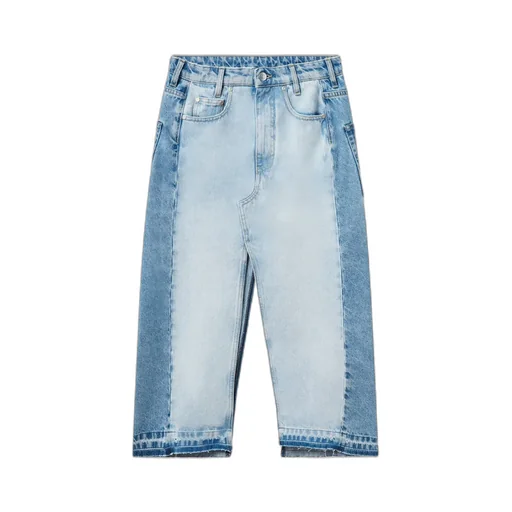 Contrast Panel Denim Skirt