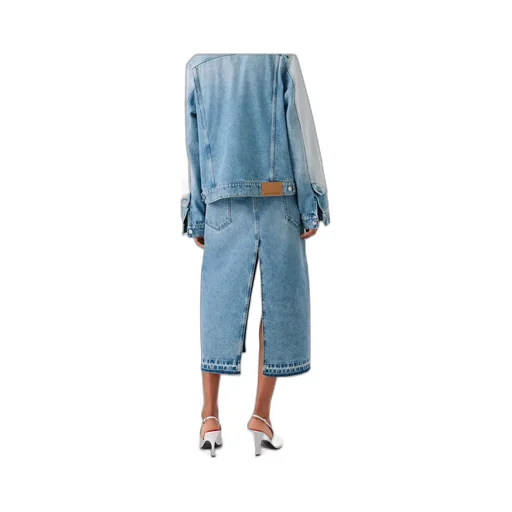 Contrast Panel Denim Skirt