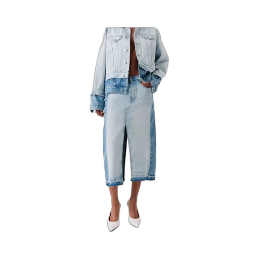 Contrast Panel Denim Skirt