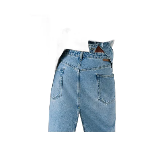 Contrast Panel Denim Skirt