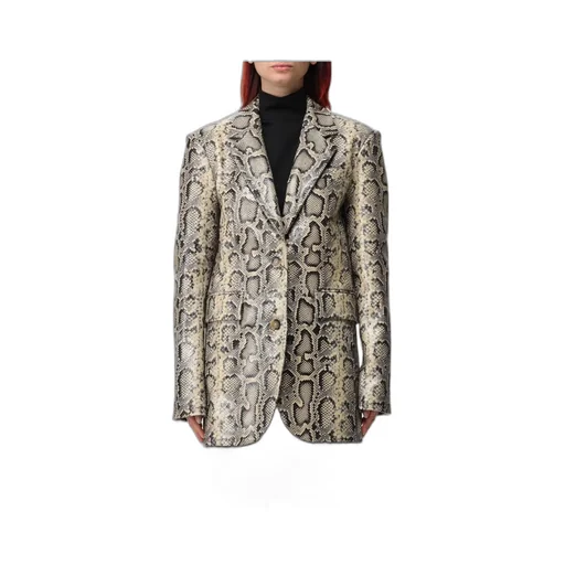 Snakeskin-Pattern Single-Breasted Blazer