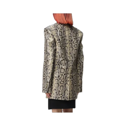Snakeskin-Pattern Single-Breasted Blazer
