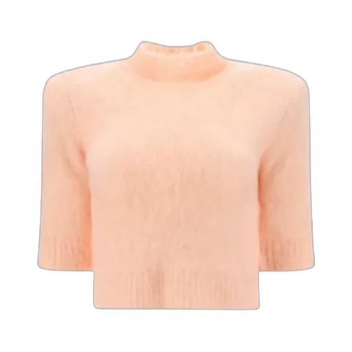 High-Neck Cropped Knit Top