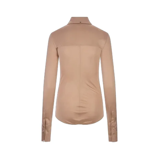 Satin-Finish Point-Collar Bodysuit